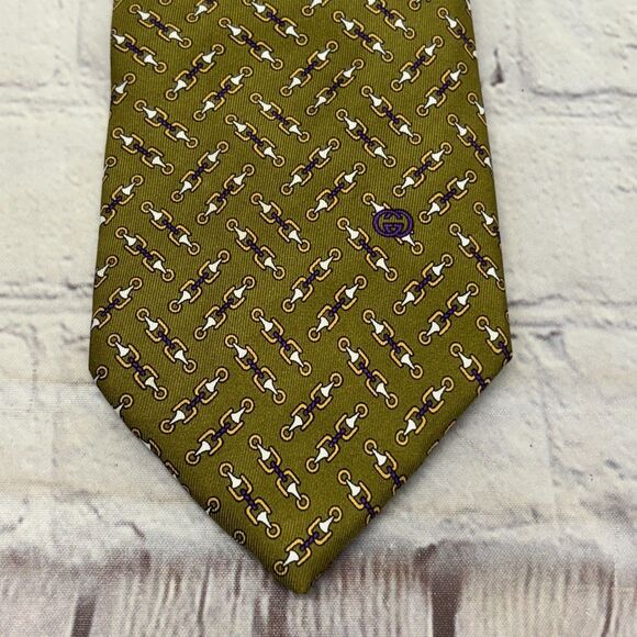 Gucci Men 100% Silk Necktie Tie Made in Italy D045 -18 - Picture 1 of 14